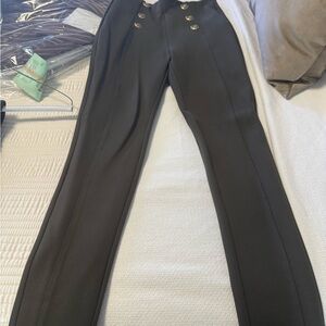 Zara Olive High-Waisted leggings with Gold Buttons
